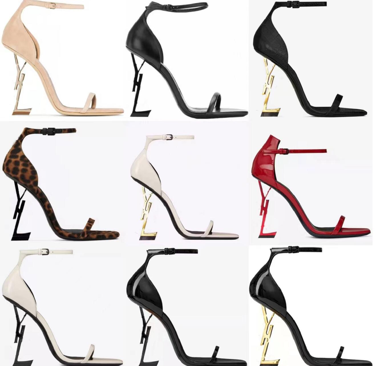 

Designer High Heels Paris Metal Letters Sandals Women Dress Shoes Sexy Open Toe Slippers Fashion Leather Pumps Party Wedding Sandal, Not for individual sale