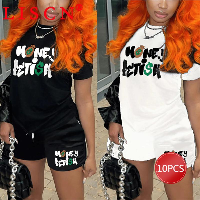 

Women' Tracksuits 10sets Wholesale Items For Business Summer Clothes Two Piece Set Shorts Sexy Sport Wear Casual T-shirt Short Sleeve K9658, Black