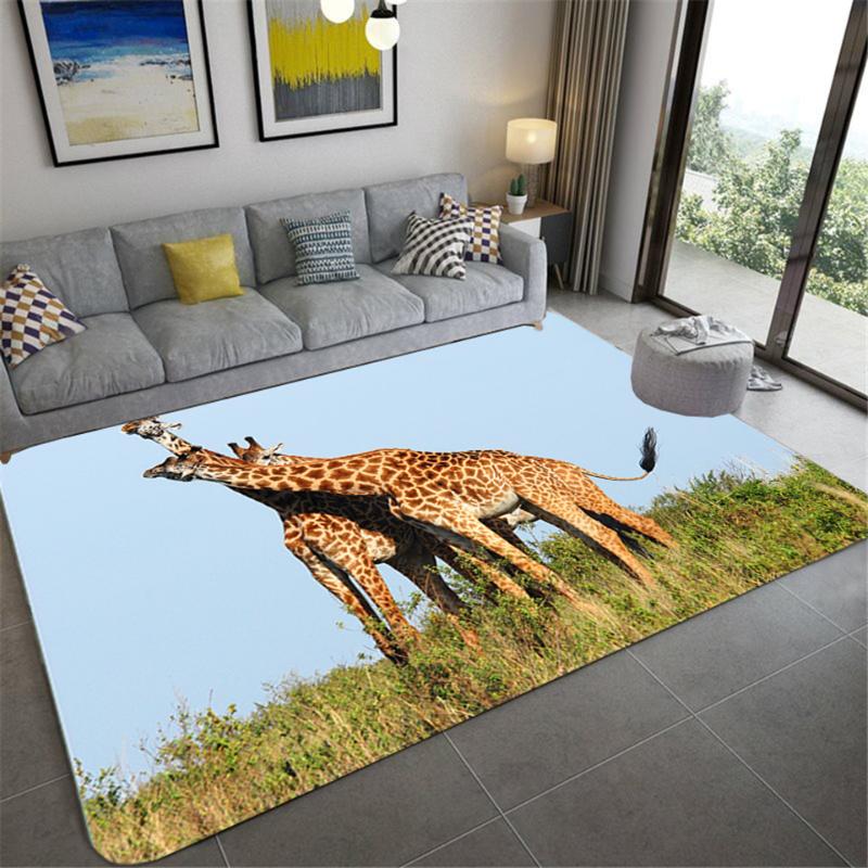

Carpets Wild Animal Giraffe 3D Mats For Home Living Room Kids Carpet Bedroom Flannel Sponge Bath Floor Mat Water Absorption Kitchen
