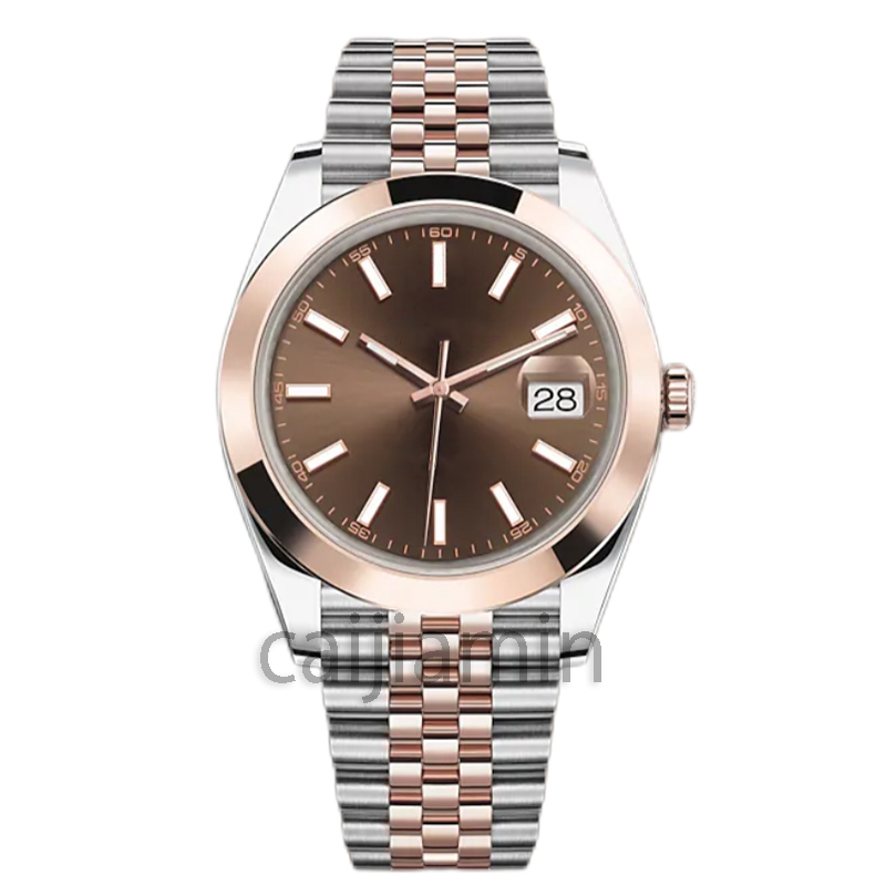 

caijiamin - Mens Automatic Mechanical Watch luminous watches date ju st 41mm Dial Rose Gold 904l Stainless Steel Strap C9, Tool