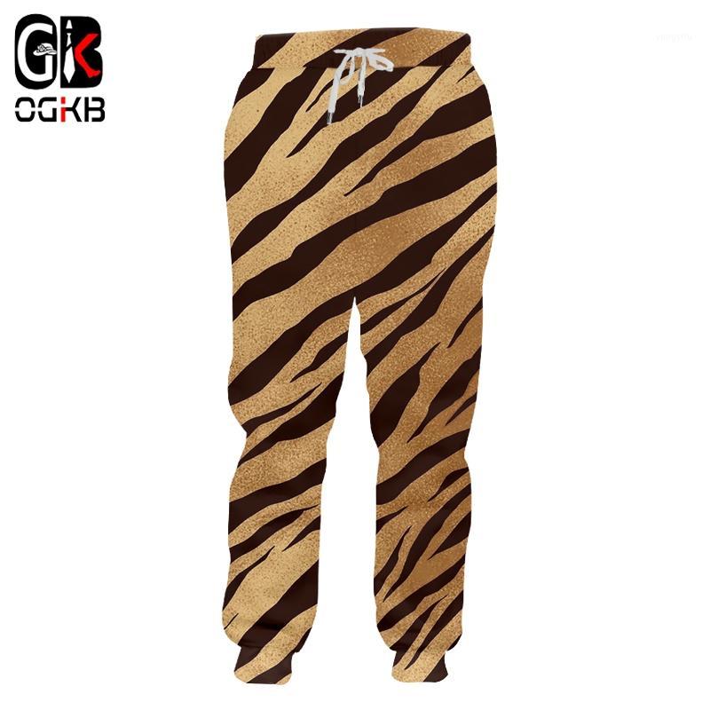 

Men' Pants OGKB Man Bodybuilding Sports 3D Printed Black White Leopard Print Sweatpants Big Size 5XL Costuming Trousers