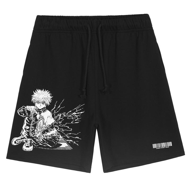 

Men' Shorts Hip Hop Streetwear Men Anime Cartoon Print Harajuku Japanese Jogger Summer Casual Cotton Baggy SweatpantsMen, Black