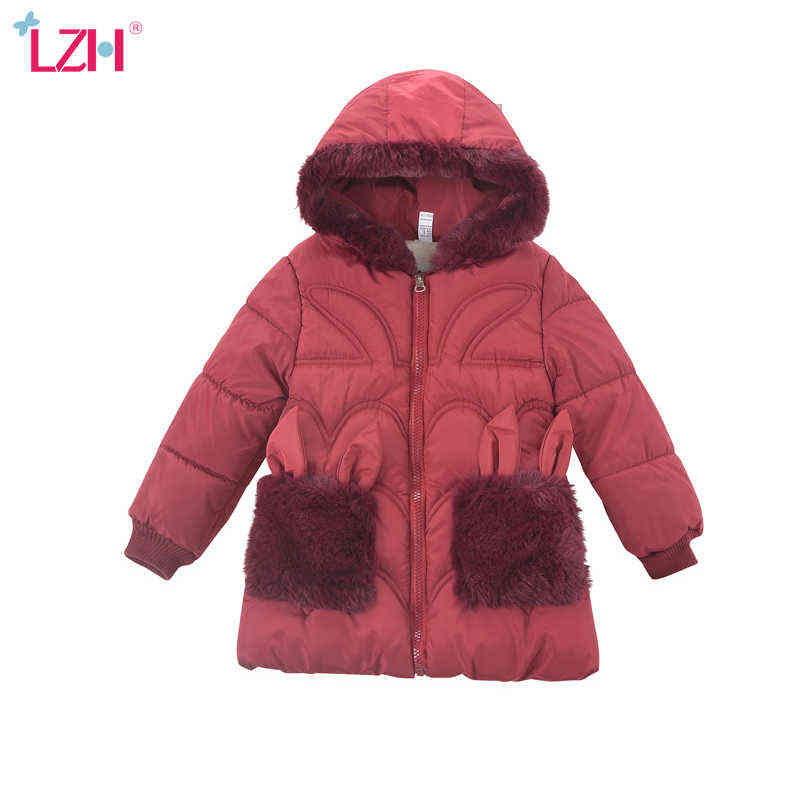 

Lzh Thick Hooded Autumn Winter Jackets For Girls Mid-Length Warm Kids Clothing 2021 New Children Jackets 2-3-4 Year Girls Jacket J220718, Navy blue