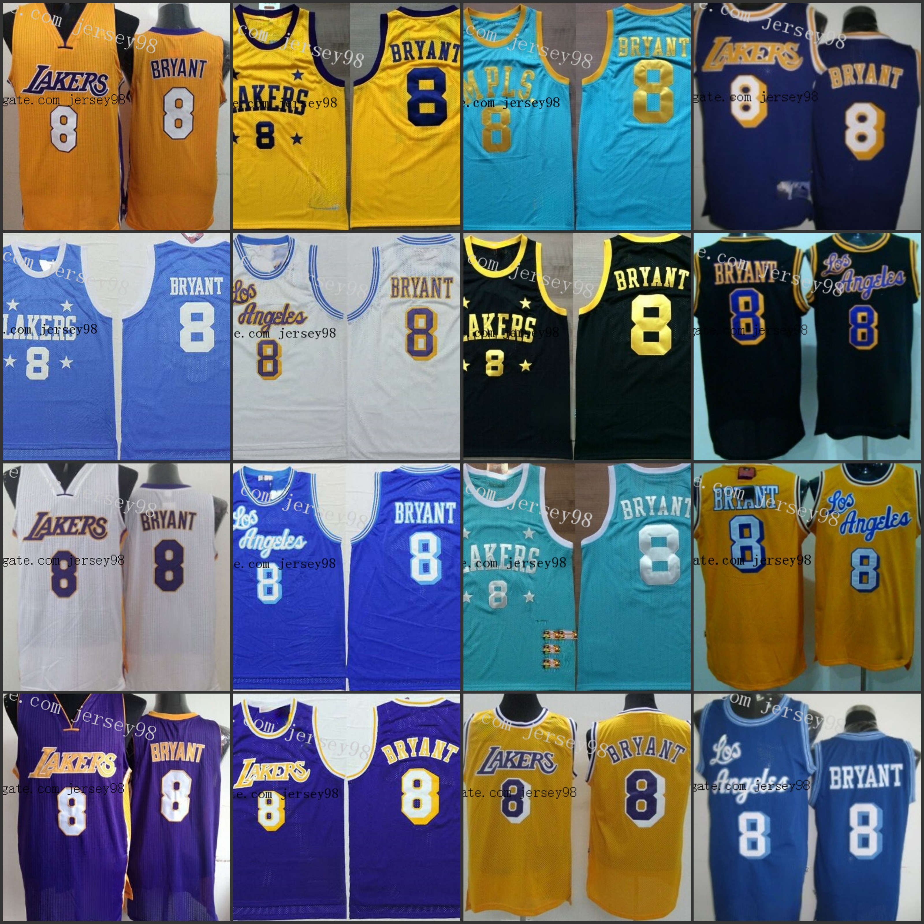 

Los Angeles''Laker''men #8''Ko be''red white''Bry ant''green retro Jersey, 10