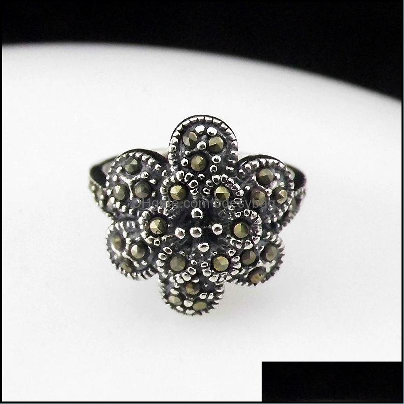 

Cluster Rings Fnj Plum Blossom Flower 925 Sier Original S925 Thai Ring For Women Jewelry Marcasite Drop Delivery 2021 Ozxy5