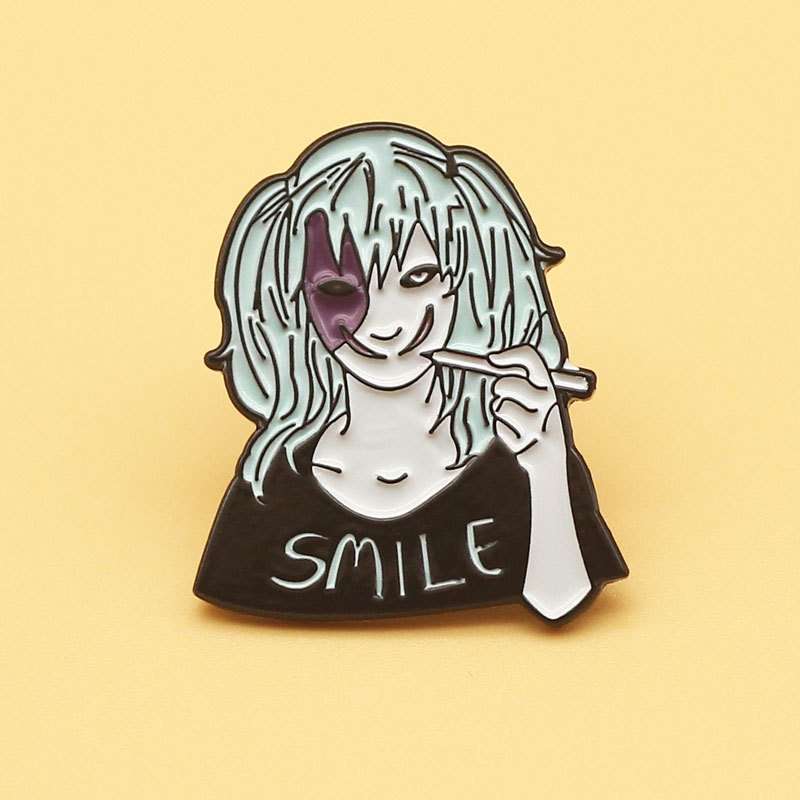 

Playful face metal badge SALLY FACE game cartoon character brooch shirt decoration pin buckle anime accessories, As picture