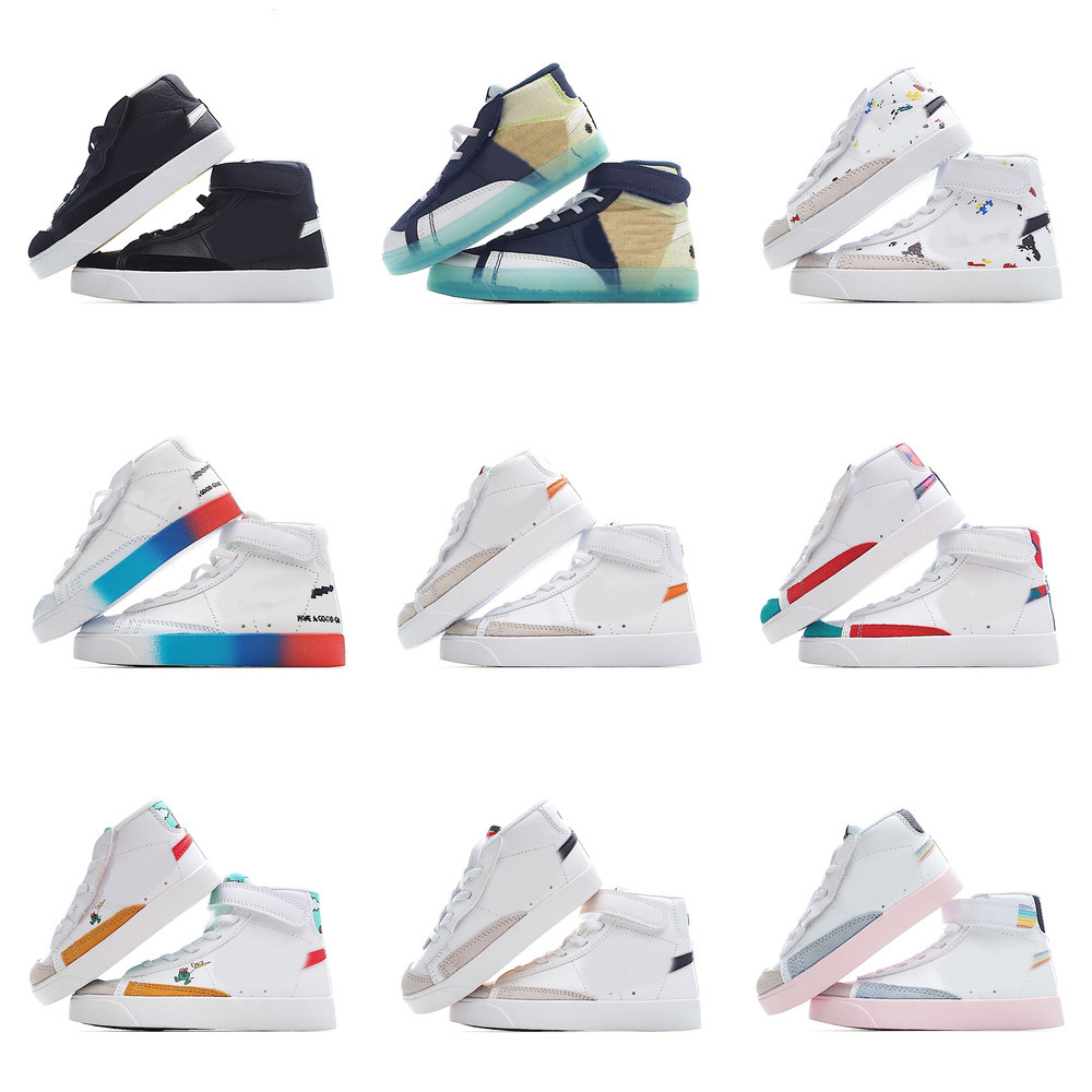 

Blazers Mid 77 Vintage kids children running shoes Racer Blue Have A Good Game boys girls top sneakers suede leather baby toddlers youth trainers sports sneaker, Nbm8041