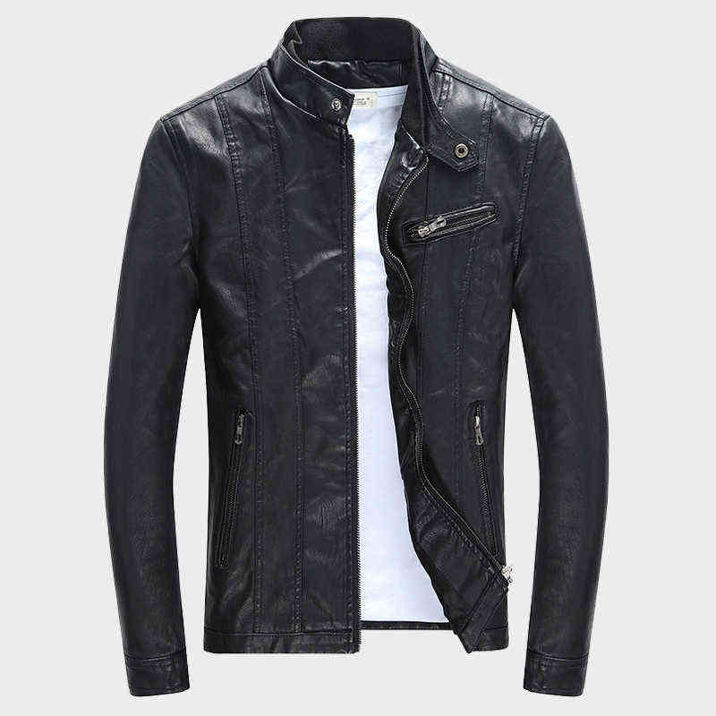 

Men's PU Jackets Coats Autumn Winter Motorcycle Biker Faux Leather Jacket Men Clothes Thick Velvet Coats -3XL T220728, Black