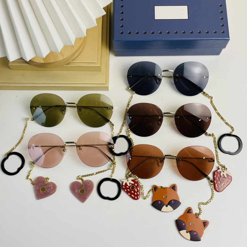 

Frameless Sunglasses With Chains G Pendant Women Mens Designer Sunglasses With Box Fashion Glasses Luxury Designers Glasses UV Proof 2203291