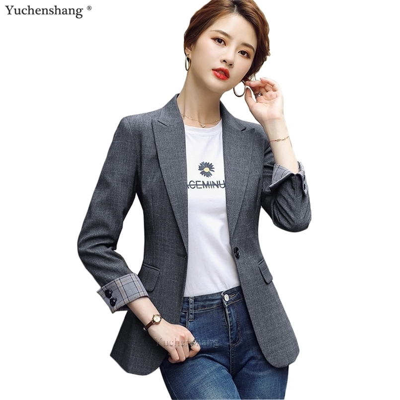 

HIGH QUALITY Fashion Design Blazer Jacket Women' Green Black Blue Solid Tops For Office Lady Wear Size -4XL 220402, Apricot blazer