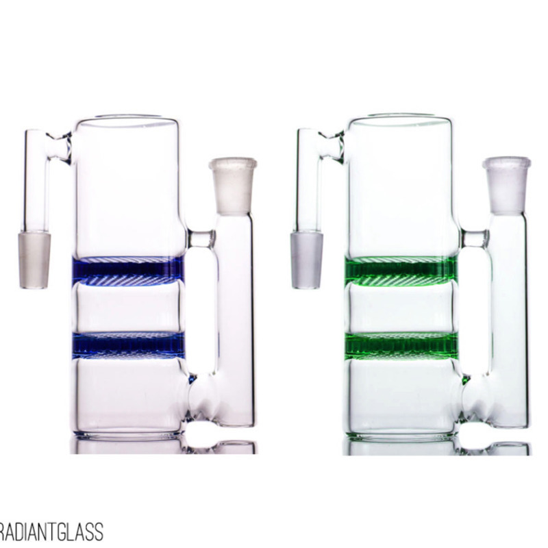

Hookahs Double honeycombs ash catcher percolator 14mm or 18mm use for water pipe two color glass smoking bong