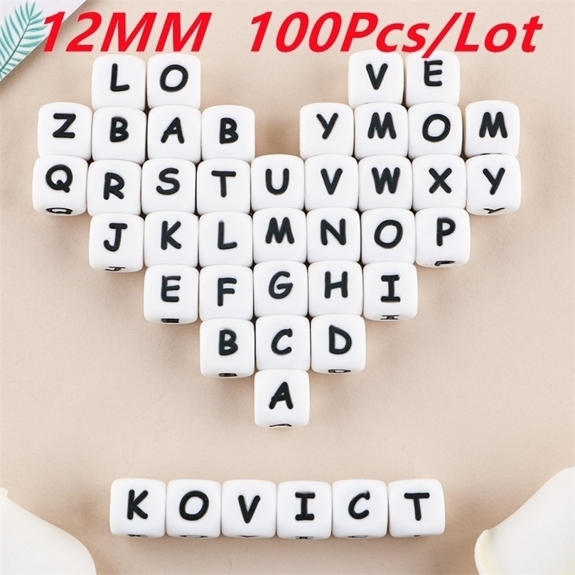 

Kovict 12MM 100Pcs Silicone Letters Beads English Alphabet Letter Beads Baby Teething Teether Personalized Name Pacifier Chain 220815