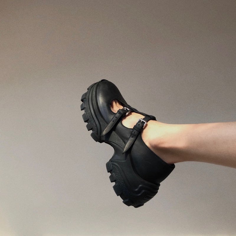 

Women Leather Shoes Harakuju Lolita JK Student Sweet Girls Mary Jane Shoes Japanese High Heels Round Toe Platform Shoes Pumps, Black