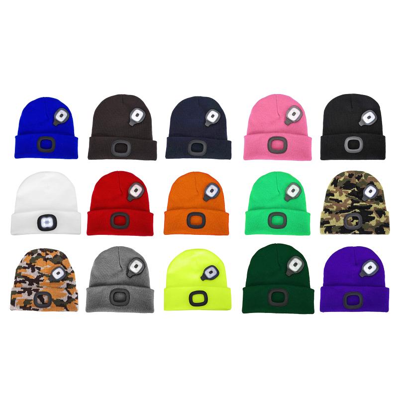 

Berets Mens Women Beanie Hat LED Light USB Rechargeable Battery Knitted Warm Walking Night Running Mountain Climbing 2022, Pink