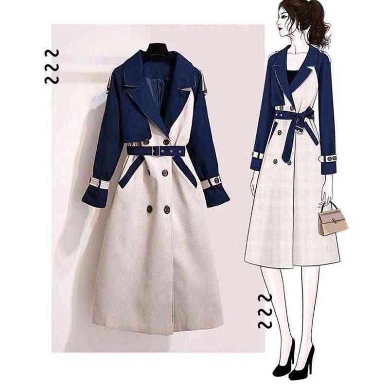 

Women's Trench Coats 2021 Autumn Women Casual Double Breasted Outwear Fashion Sashes Office Coat Chic Epaulet Design Long Out283o T220811, Blue