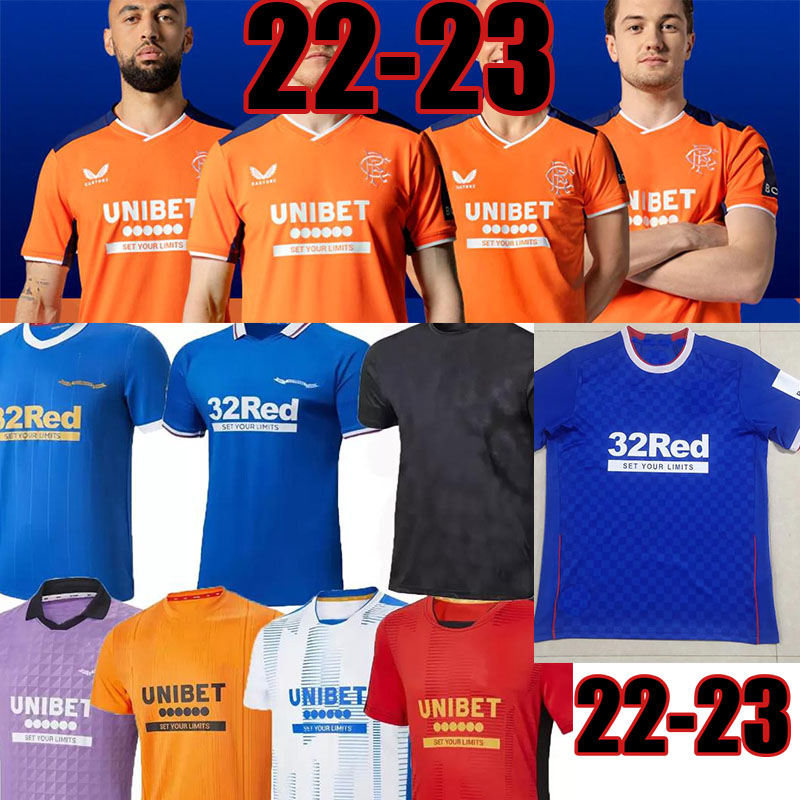 

2022 2023 Rangers 150th Anniversary Soccer Jerseys glasgow rangers third yellow kit DEFOE HAGI BARKER KENT TAVERNIER 22/23 Football Shirts Men kids RAMSEY AMAD, Away kids