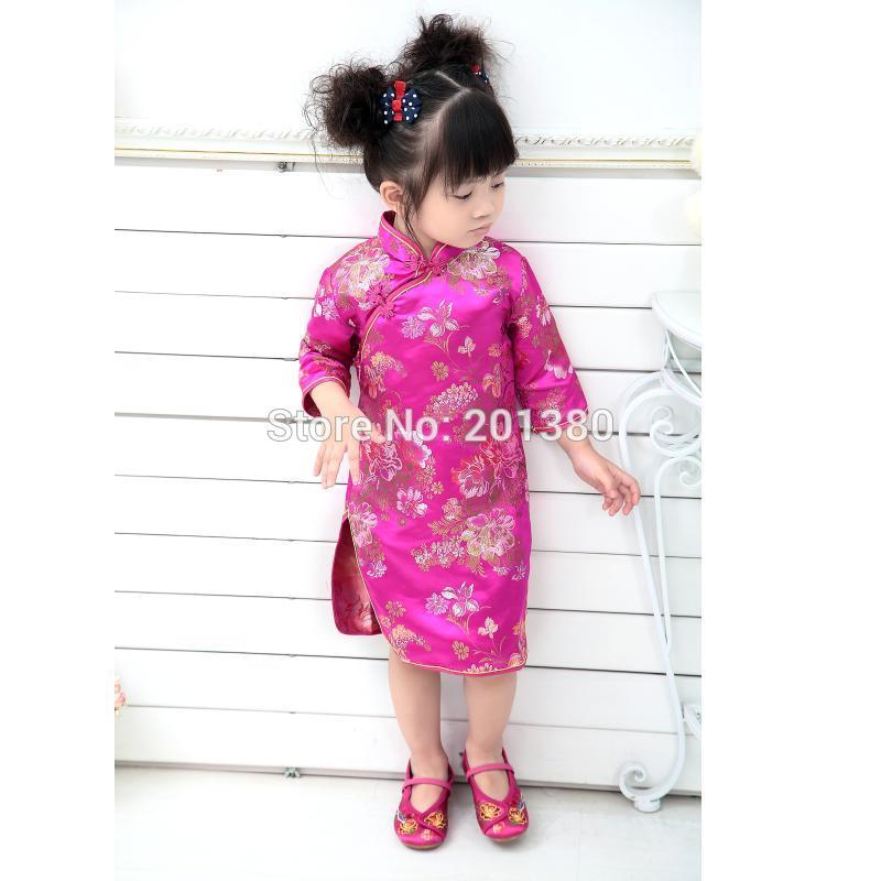 

Girl's Dresses 2022 Baby Girl Summer Dress Kid Clothing Embroidery Floral Traditional Chinese Cheongsams Qipao For Party Year, 7mudan