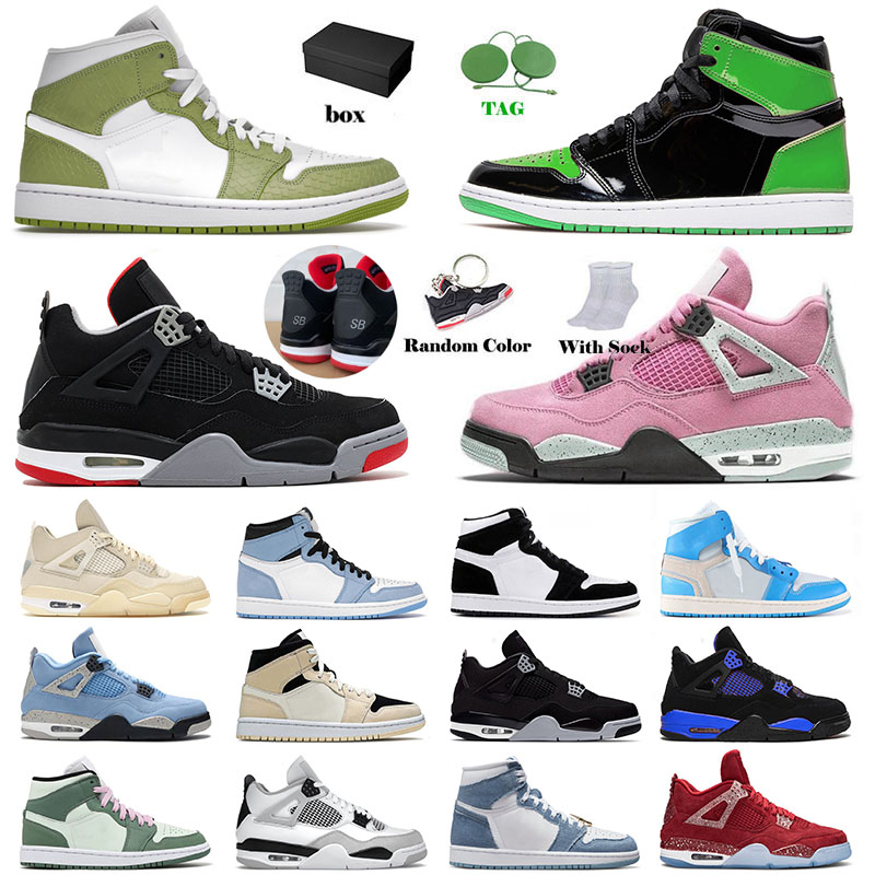 

With Box Jumpman 1 4 Designer Basketball Shoes For Mens Womens Peach 4s IV High Green Python 1s Panda Mid Carbon Fiber Sports Sneakers Trainers Size 13 Eur 36-47, 36-47 7 white oreo