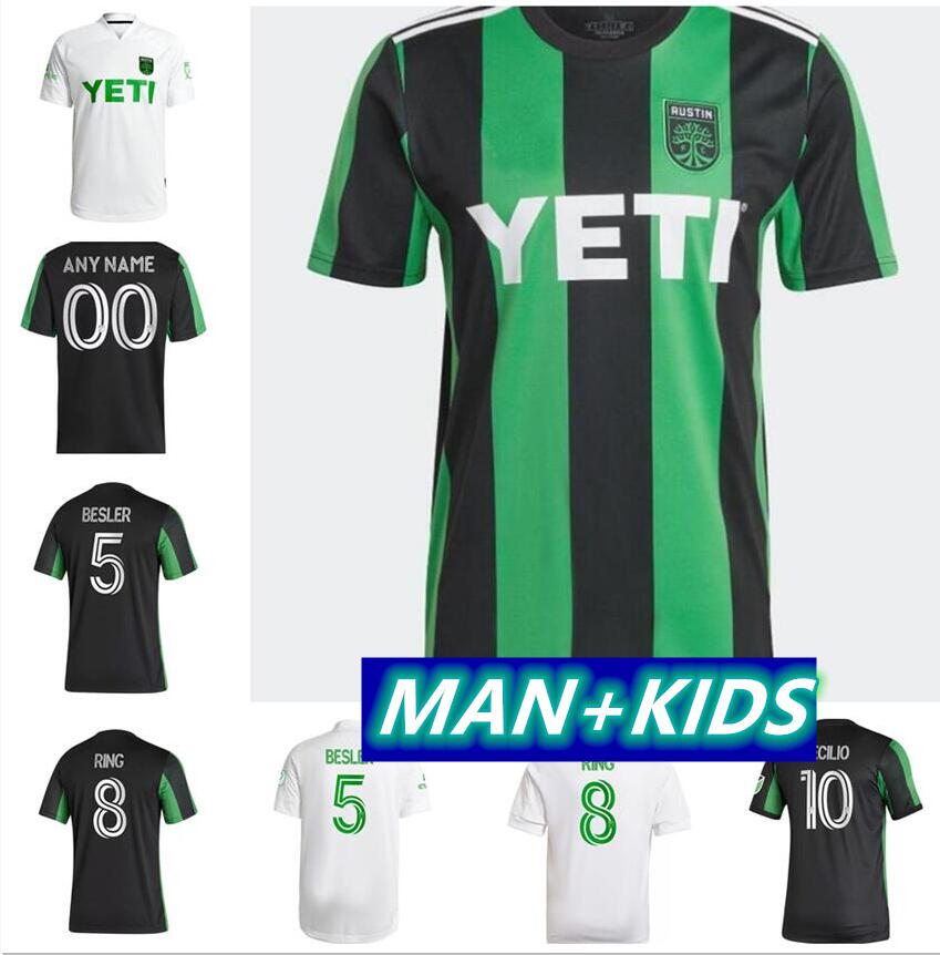 

2021 Austin Club POCHETTINO RING Mens Soccer Jerseys CECILIO BESLER Home Away Black Green White Football Shirts Adult clothes, 21/22