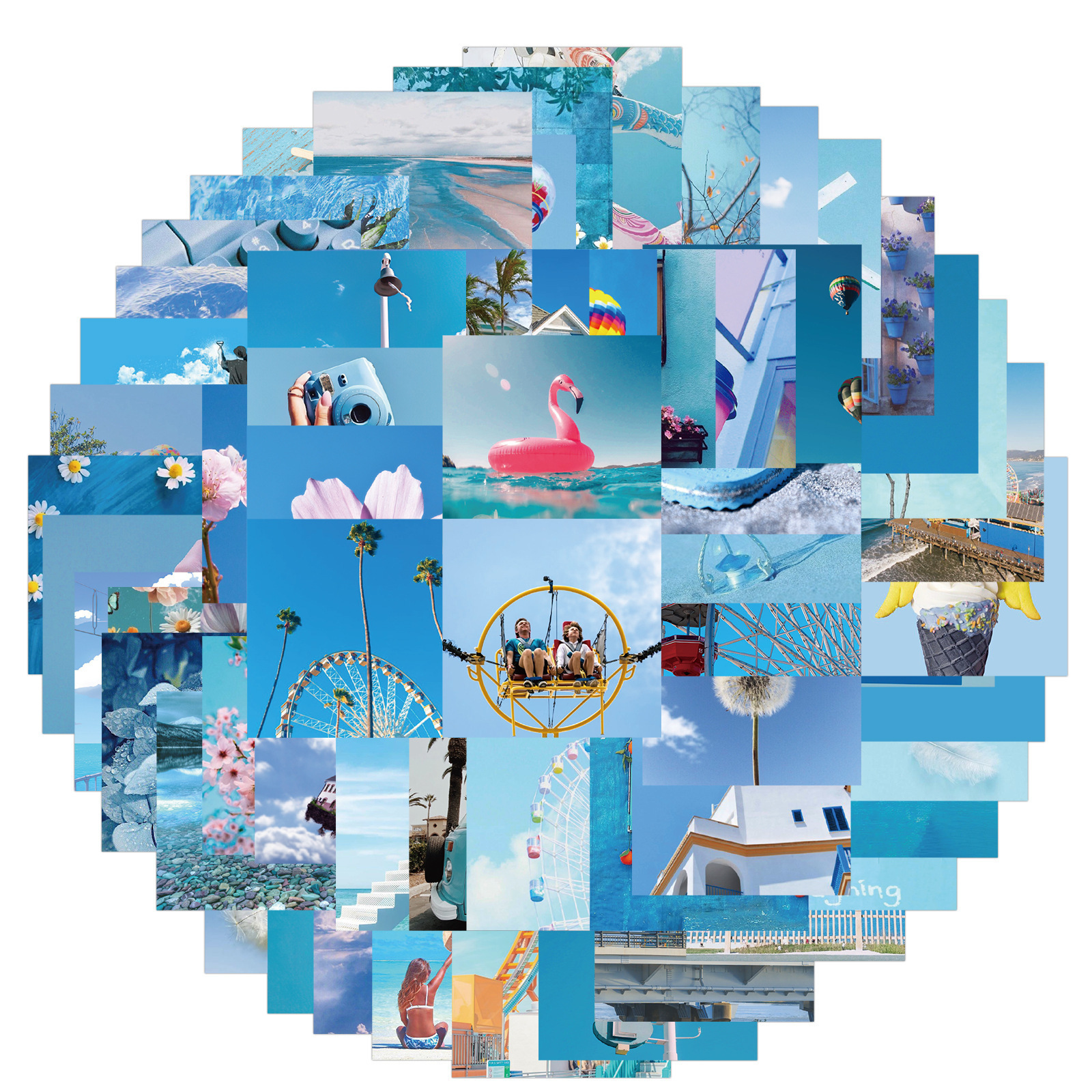 

New Sexy 62Pcs Blue Landscape Drawing Graffiti Sticker Wall Sticker Luggage Scrapbook Skateboard Laptop Guitar Classic Toy Sticker Decal