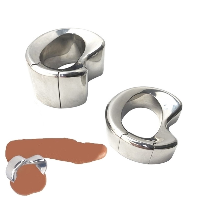 Stainless steel penis lock cock Ring Heavy Duty weight male metal Ball Stretcher Scrotum Delay ejaculation BDSM Sex Toy for men 220712