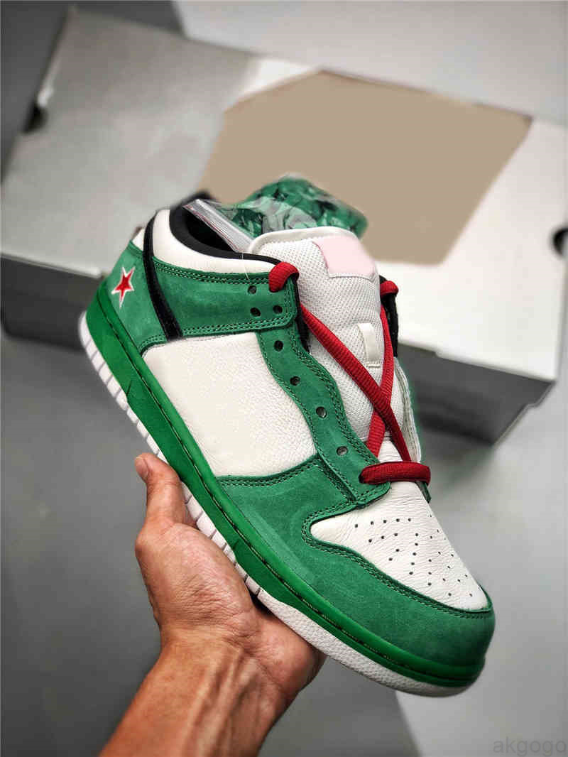2022 Authentic Pro Heineken Low Skateboard Shoes Men Women Classic Green Black White Red Sneakers Zapatos 304292-302 With Box US