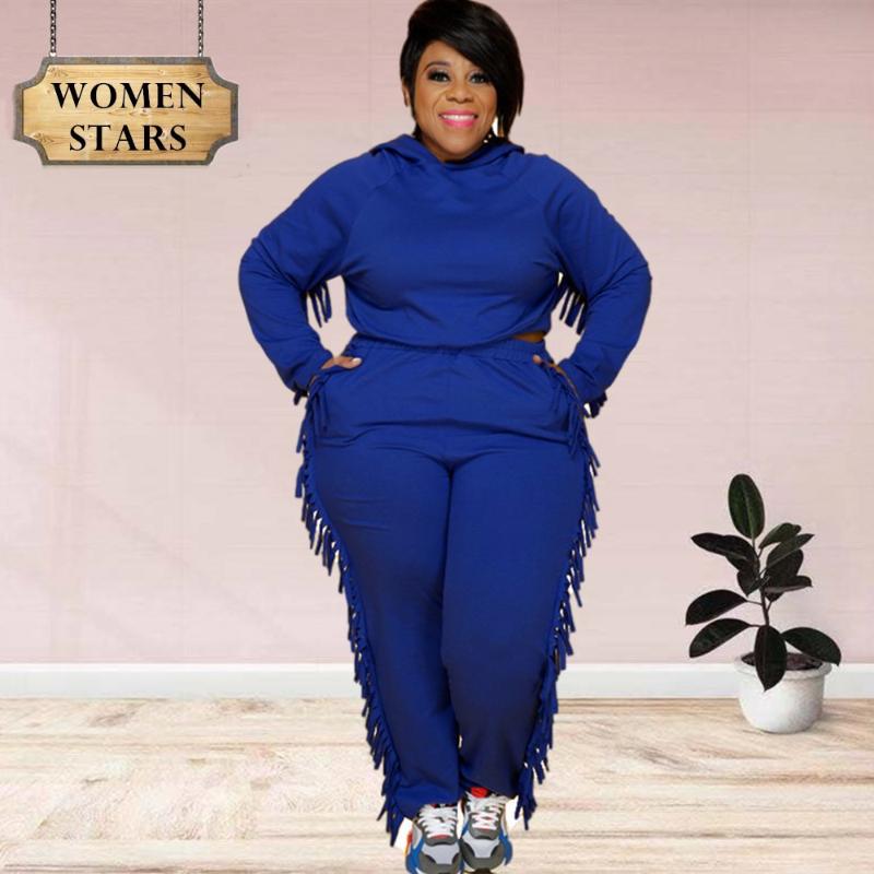 

Women's Plus Size Tracksuits Women Fall Clothing Wholesale Hoodie Sweatsuit Solid Long Sleeve Tassel Casual Tracksuit Two Piece Set Drop, Black