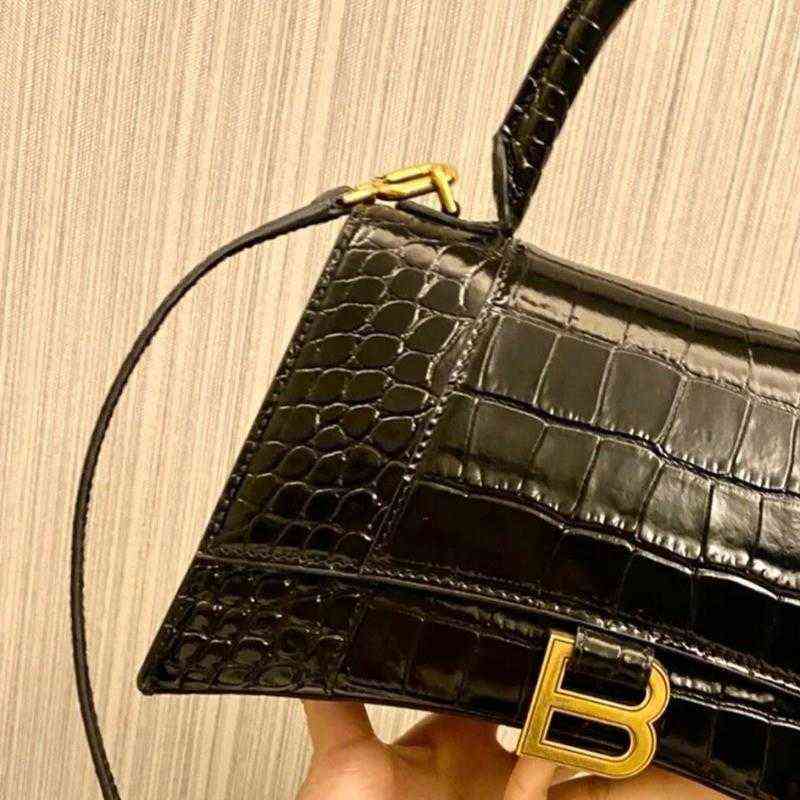 

Designer bags high level bale'ciga's Bag hourglass bag home women's high version crocodile pattern mini Single Shoulder Messenger Hand leisure shoulder bags, Silver crocodile large (gift box)