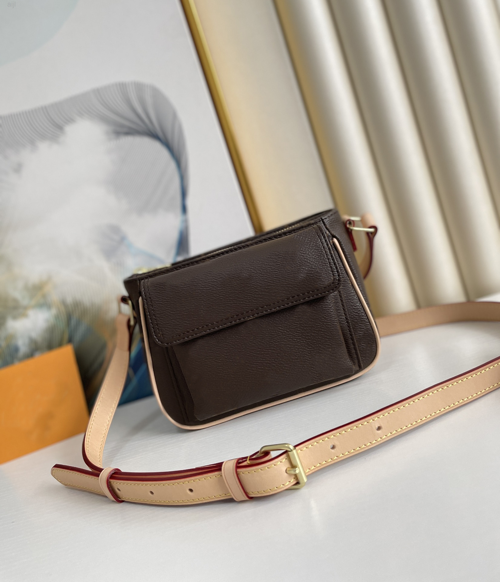 

Classic Womens Vivacite Pm Shoulder Bags Flower Pringting Brown Designer High Quality Viva Flap Purse Cite Tofu M51165, Dust bag