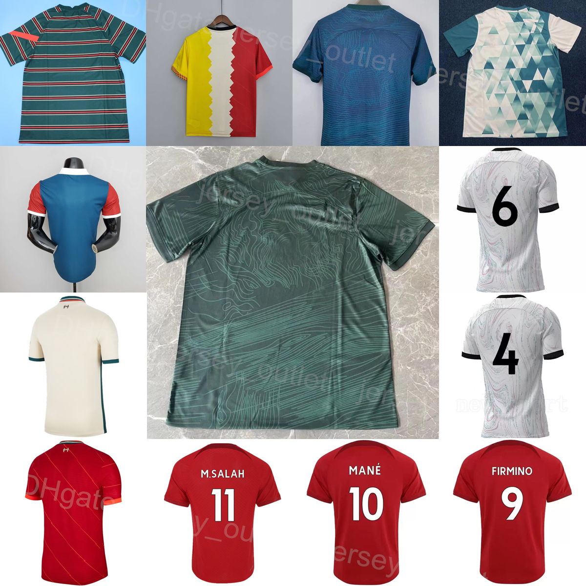

Club Team Soccer 10 Sadio Mane Jerseys 11 Mohamed Salah 66 Trent Alexander Arnold 26 Andrew Robertson 6 Thiago Alcantara 23 Luis Diaz Football Shirt Kits Team LiWuPu, Green