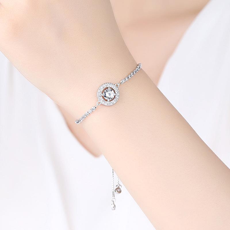 

Bangle Fashion Luxury Holy Light Micro Inlaid Zircon Adjustable Silver Bracelet Ladies Wedding Gift JewelryBangle