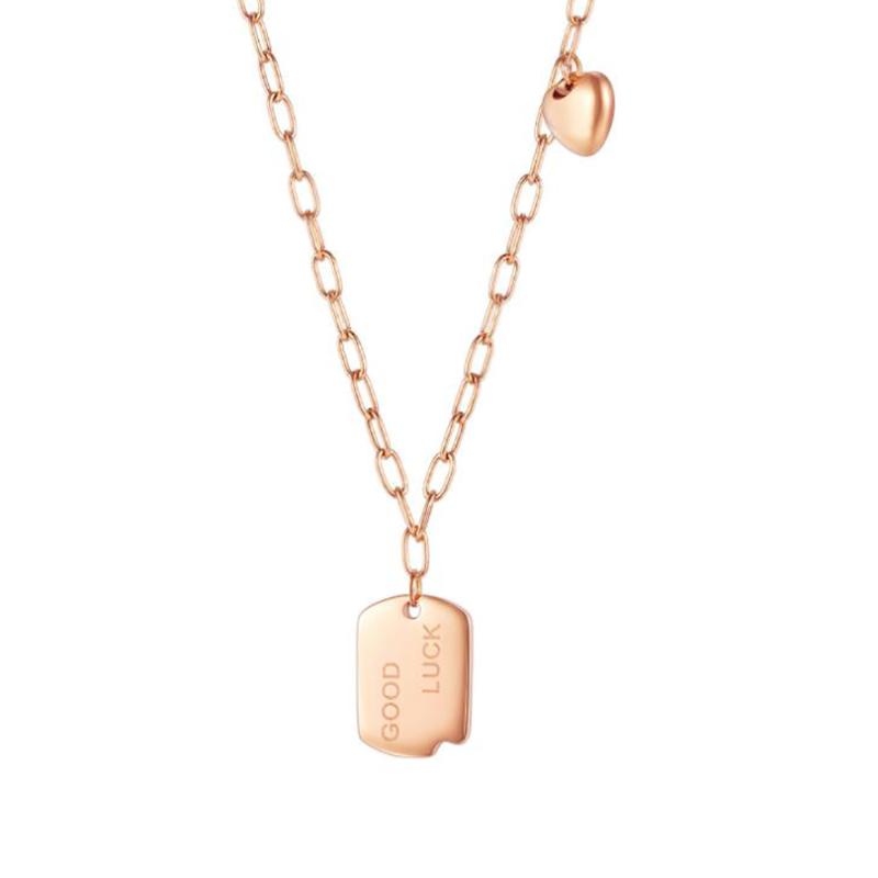 

Pendant Necklaces Stainless Steel Rose Gold Block Dog Tag Necklace Women Fashion Delicate Jewelry Gift For Him With Chain