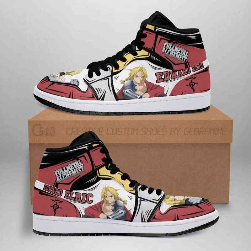 

Edward Elric Sneakers Metal Alchemist Anime Custom Shoes, Others