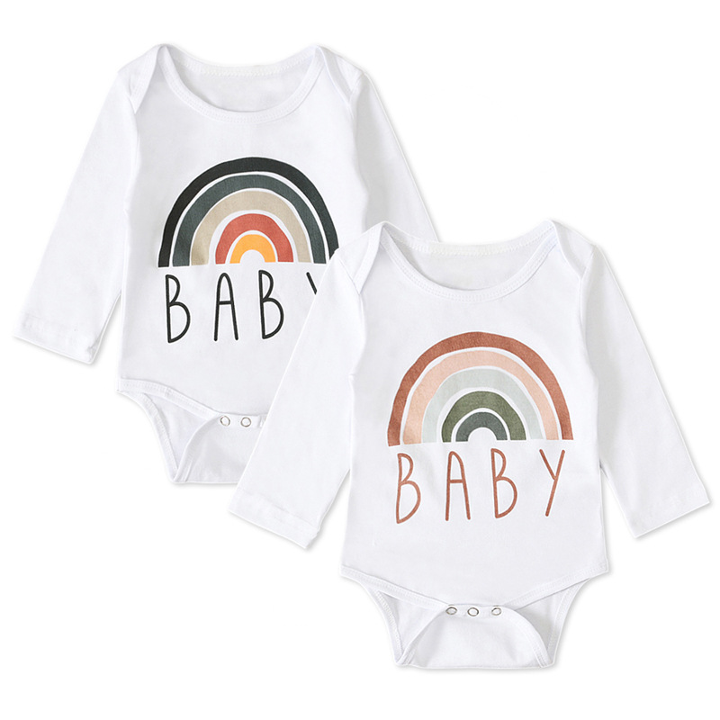 

Newborn Baby rainbow print Bodysuit Romper Jumpsuit Clothes spring autumn, Options