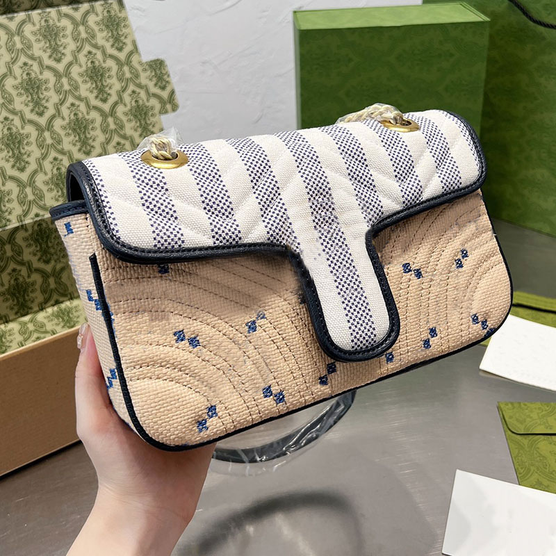 

Chain Crossbody bag Women Canvas handbag purse Shoulder shopping Bags embroider Flip High quality Lady Fashion letters Removable strap, Box