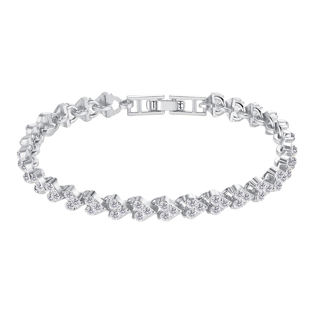 

Full Diamond Heart-shaped Inlaid Bracelet Ins Simple Crystal Zircon Bracelet