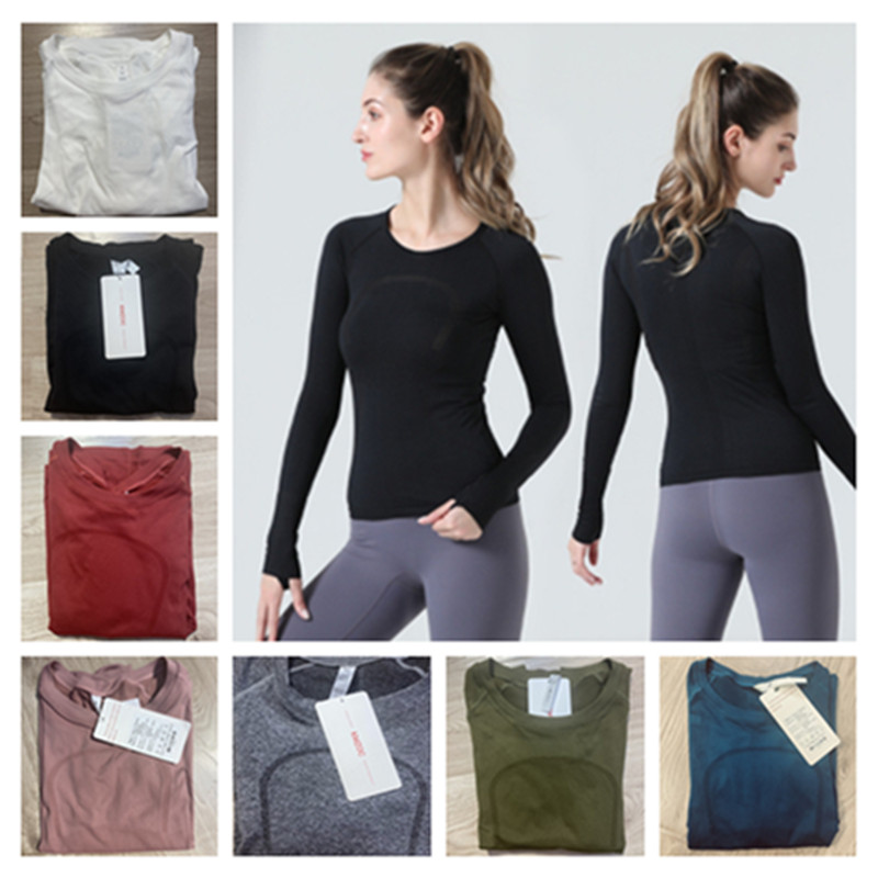

women's long Sleeve sports Yoga T-shirt Comprehensive sports Switch workout GYM clothes LU Solid Color Lulu, 004