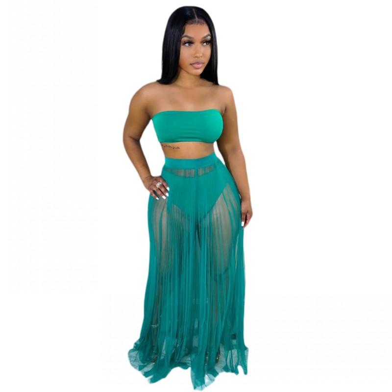 

Women' Swimwear Cover Up Skirt Women High Waist Mesh See Through Bathing Suit Summer Sexy Beach Style Bikini Set SwimsuitWomen, Green
