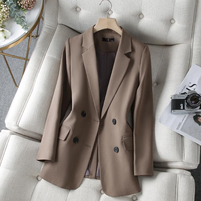 

Women's Suits & Blazers Autumn Winter Fashion Women Blazer Office Lady Double Breasted Coat Long Sleeve Pockets Ladies Outerwear Tops Jacket, Black