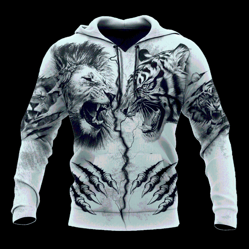 

Men's Hoodies & Sweatshirts Tiger Lion Tattoo 3D Print Unisex Spring Hoodie Comfortable Zip Streetwear Sports Pullover Oversized Harajuku To, Sweatshirt