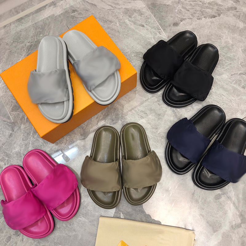 

Pool Pillow Comfortable Sandals Sunset Slide Casual Slippers Men's And Women's Nylon Leather Fashion Sandals High Quality Beach Slippers With Box NO356, Sock
