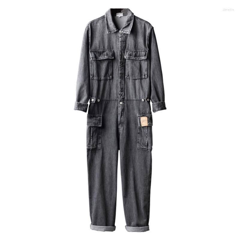 

Men's Jeans Men's Long Sleeve Multi Pockets Cargo Denim Jumpsuits Casual Working Coveralls Overalls Set Gray BlueMen's, Black