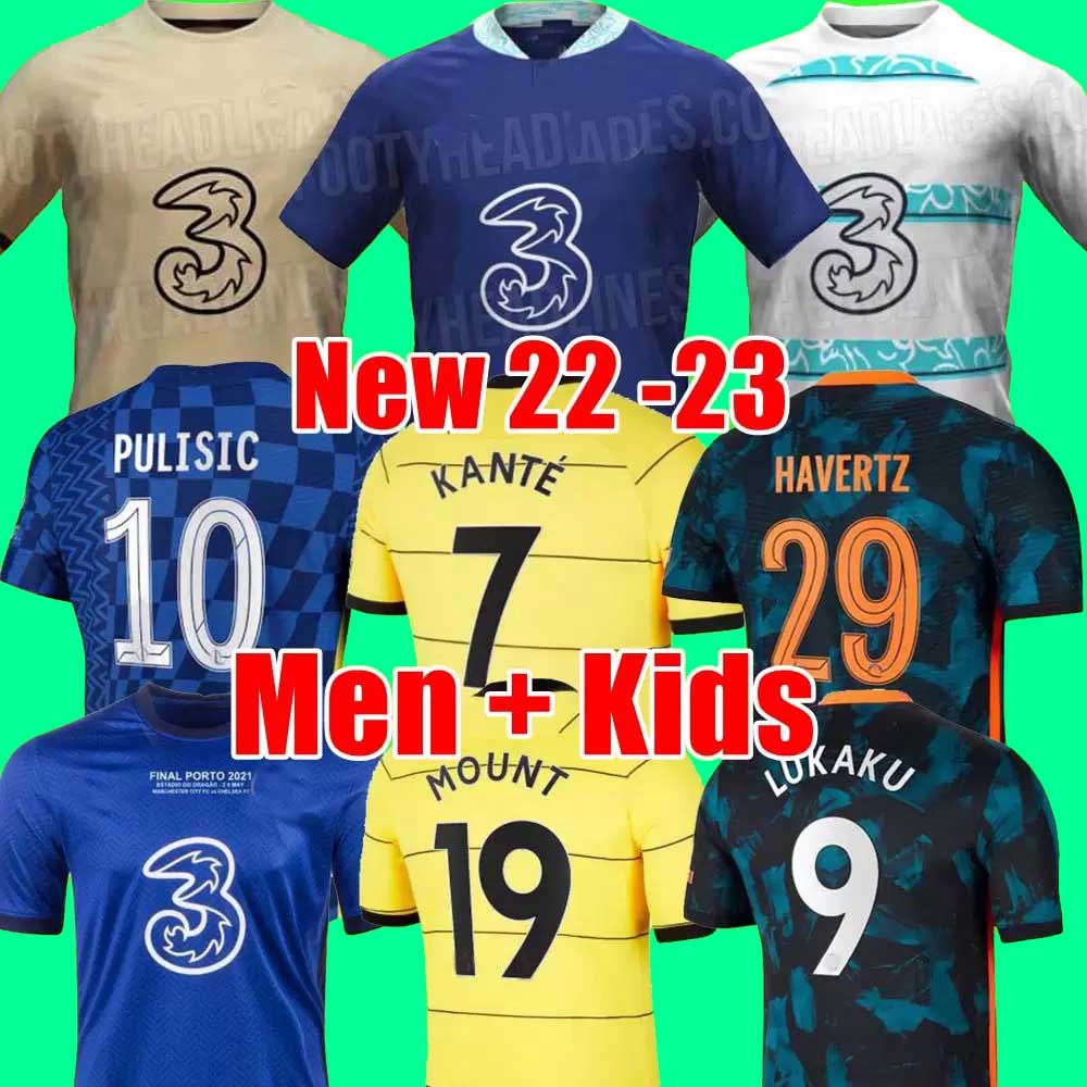 

22 23 Soccer Jersey Champions LUKAKU PULISIC MOUNT HAVERTZ ZIYECH CHILWELL 2022 2023 football shirt men kids set WERNER kits HUDSON ODOI KANTE Mens short sleeve, 22 23 men 3rd 6