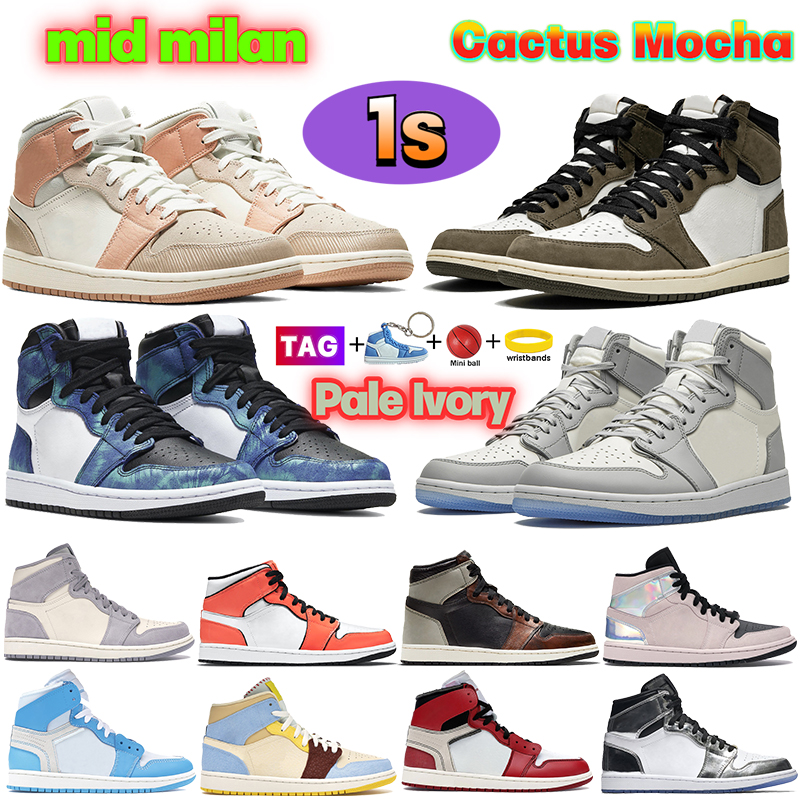 

2022 fashion 1s mens basketball shoes Cactus Mocha dirty powder iridescent Pale Ivory designer men women sneakers wolf grey shadow reverse University Blue trainers, 12.mid alternate think