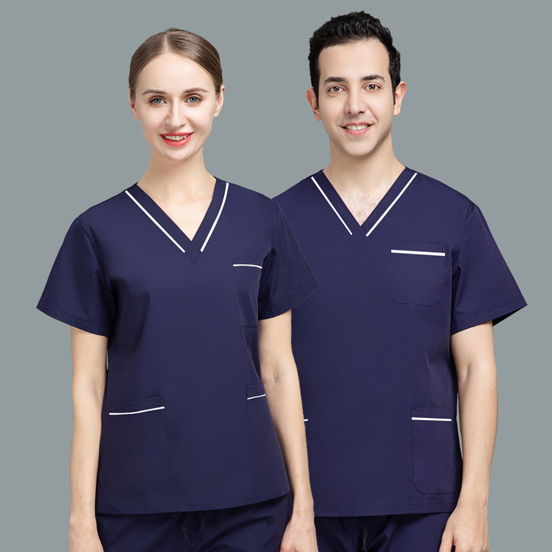 

YL015 Women's Two Piece Pants Men's Scrub Shirt Short Sleeve Doctor Workwear green Color Medical Uniform hospital V Neck Nursing Dental clinic Surgical Overalls ICU, Purple