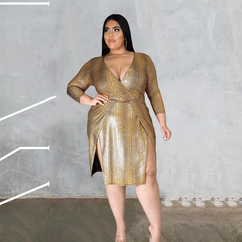 

Plus Size Dresses Dress 5xl Elegance Women Long Sleeve Sexy Short Bodycon Bronzing Fabric Party Drop Wholesale Jasp22, Gold