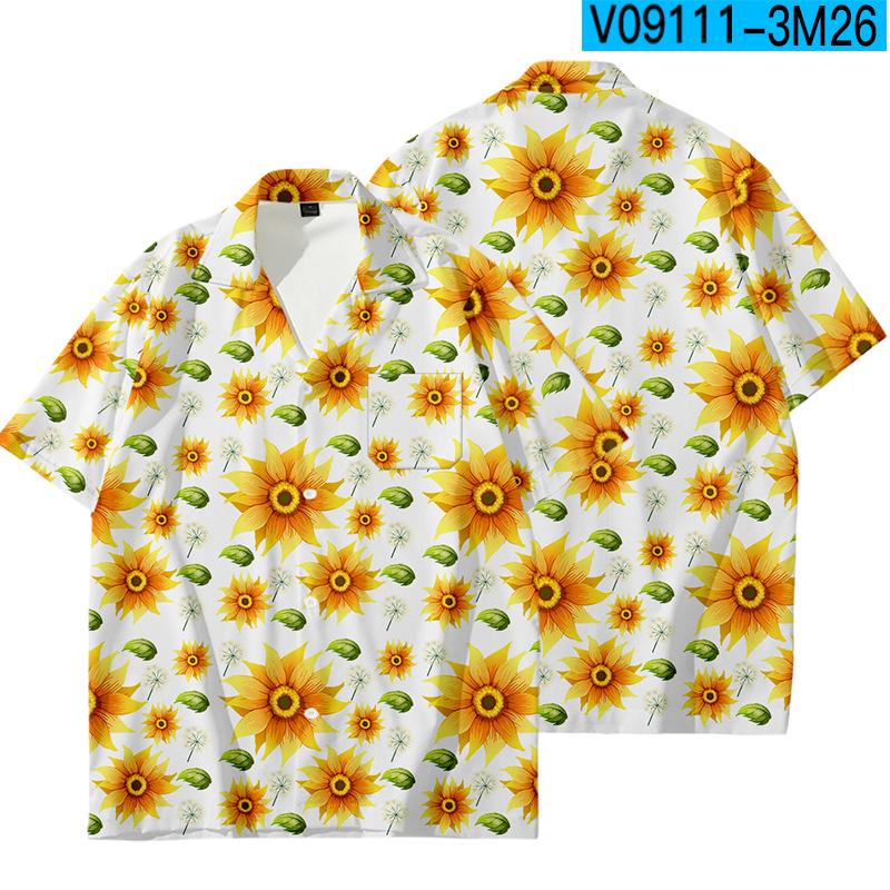 

Men's Casual Shirts Men Print Floral Shirt Travel Rayon T-Shirts Short Sleeve Turn-Down Collar Coat Summer Loungewear Loose Jacket Large Siz, Style 10