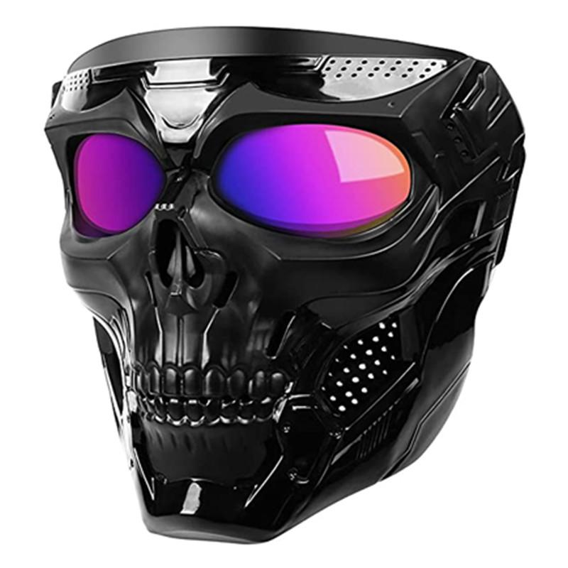 

Outdoor Eyewear Cool Skull Motorcycle Face Mask With Goggles Modular Open Helmet Moto Cycling Headgear