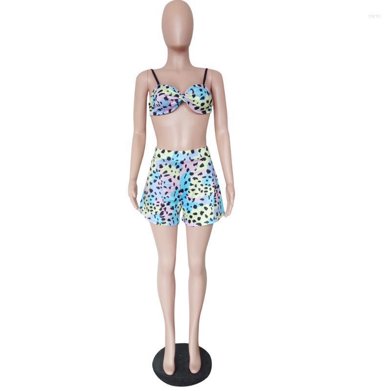 

Women' Polka Dot Print Tank Top Ruffle Shorts Two Piece Swimsuit Tracksuits, Blue