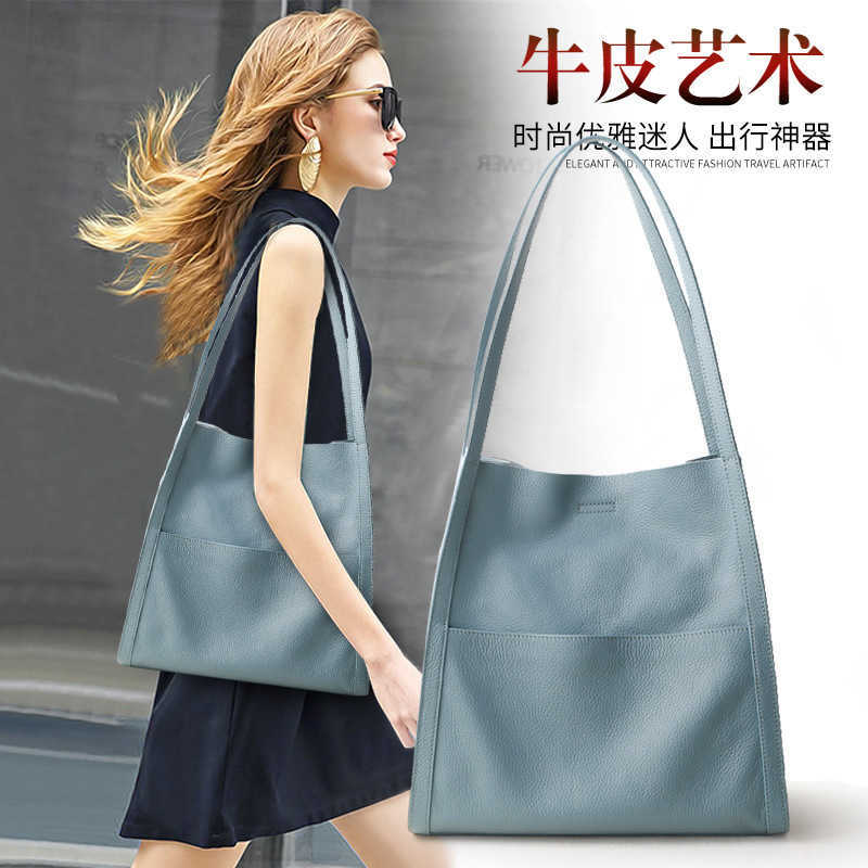 

genuine leather designer handbags handbag bag women's 2022 new fashion portable shoulder bags top leather tote large capacity bag, Fog blue